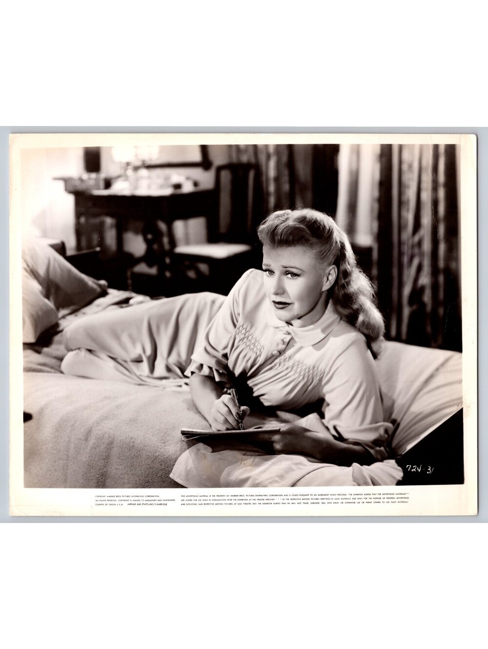 Ginger Rogers Photo Lying Down In A Nightgown Photo